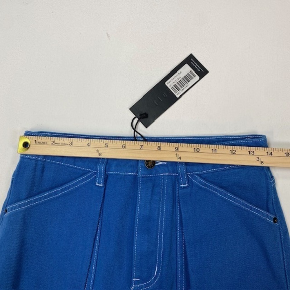 Lioness‎ Miami Vice Pants Blue High Rise Wide Leg Cargo Contrast Stitch XS NEW - Picture 3 of 9